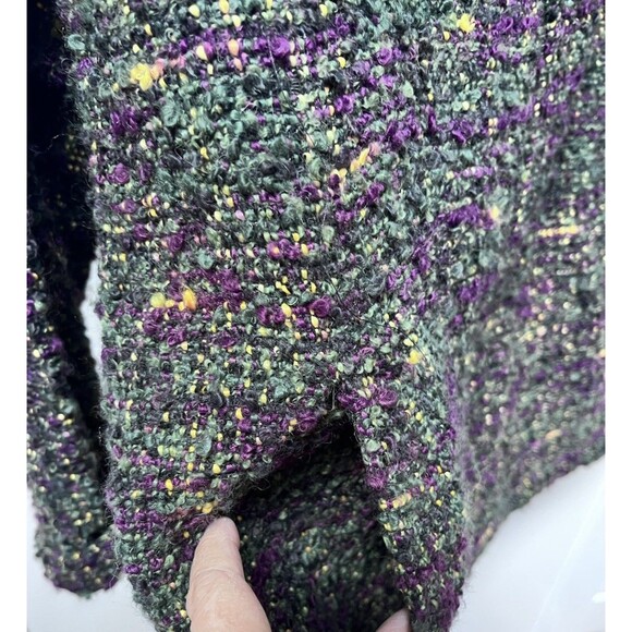 Chico's Design Boucle Bomber Jacket Women's Size 1 Wool Blend Multi-Color Zip - Picture 4 of 5